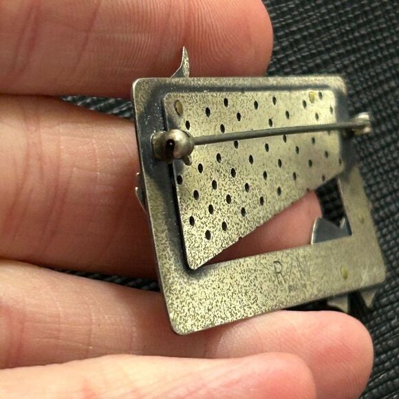 RZM Sterling Signed Abstract Rectangular Brooch - Picture 8 of 9